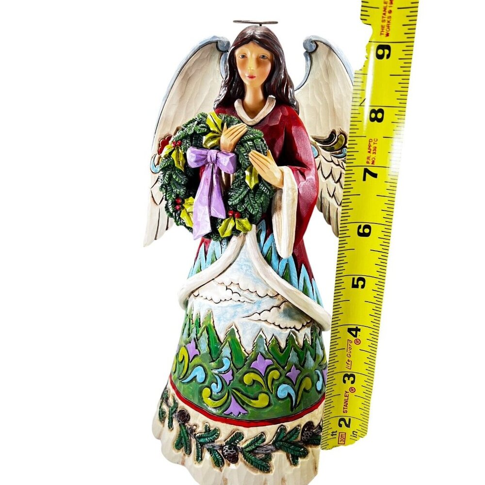 Jim Shore CHRISTMAS JOY IS EVERGREEN 10" Angel Figurine Wreath 2015 Original Box - Picture 11 of 13